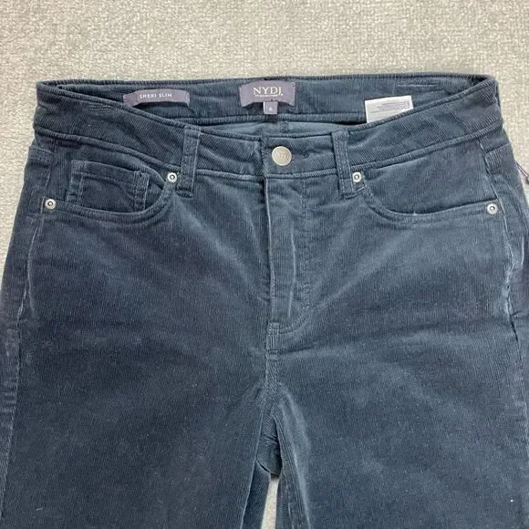 NWT NYDJ Women’s 6 Sheri Slim Corduroy stretch Lift Tuck Technology Navy New - Picture 2 of 8